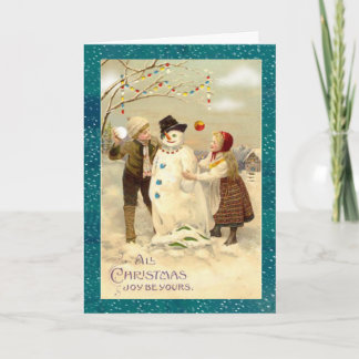 Weihnachtsschneemann im Vintage-Stil Feiertagskarte