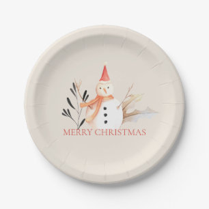 Weihnachtsschneemann im Vintage-Stil Pappteller