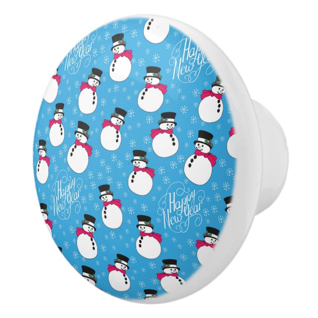 Weihnachtsschneemann Keramikknauf (Rechts)