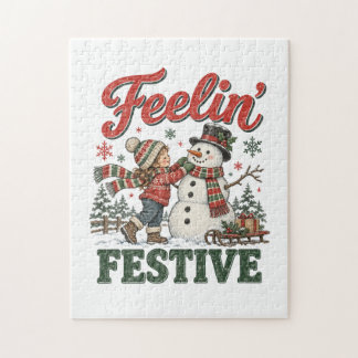 Weihnachtsschneemann Kinder fühlen festlich Puzzle