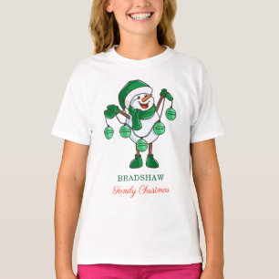 Weihnachtsschneemann mit Baubles Familie Matching T-Shirt
