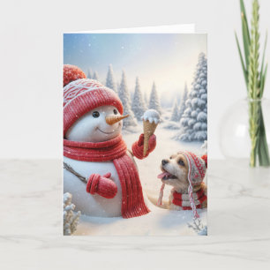 Weihnachtsschneemann mit Eiscreme Karte