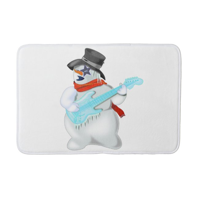 Weihnachtsschneemann mit Gitarre Funny Bath Mat Badematte (Vorderseite)