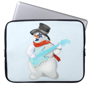 Weihnachtsschneemann mit Gitarre-Laptop-Sleeve-Ges Laptopschutzhülle