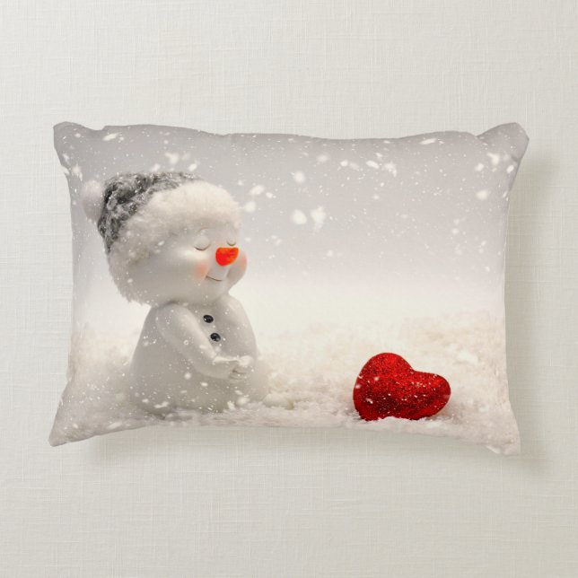 Weihnachtsschneemann mit Heartwarming-Liebe Dekokissen (Rückseite)