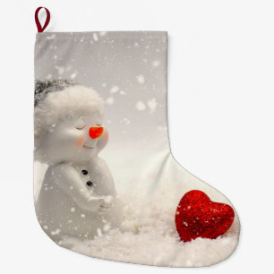 Weihnachtsschneemann mit Heartwarming-Liebe Großer Weihnachtsstrumpf