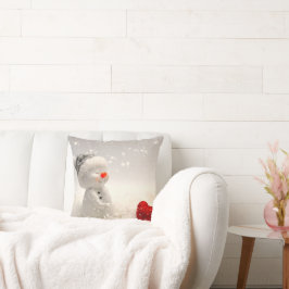 Weihnachtsschneemann mit Heartwarming-Liebe Kissen