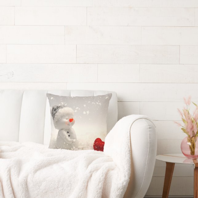 Weihnachtsschneemann mit Heartwarming-Liebe Kissen (Liege)