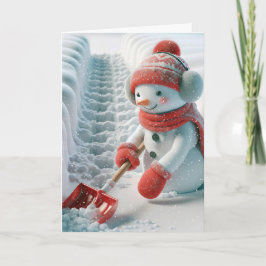 Weihnachtsschneemann mit rotem Schotter Feiertagskarte