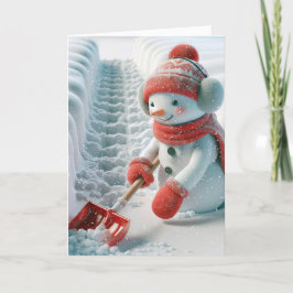 Weihnachtsschneemann mit rotem Schotter Feiertagskarte