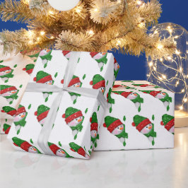 Weihnachtsschneemann mit Schneeflocken Geschenkpapier