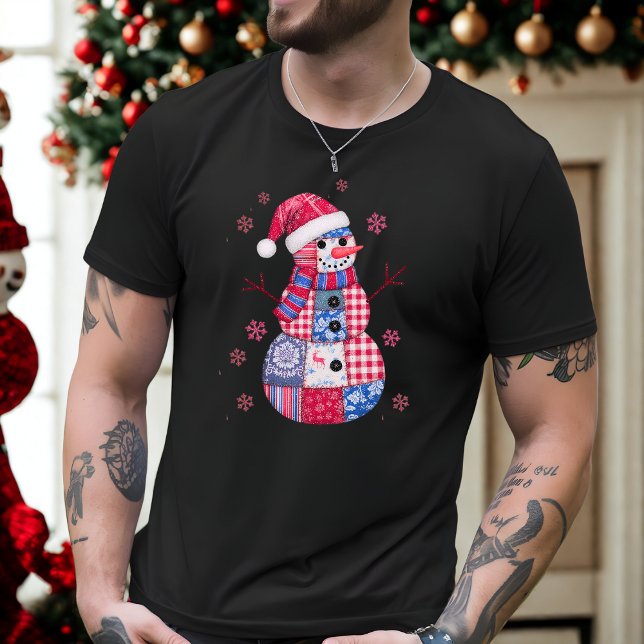 Weihnachtsschneemann mit Schneeflocken T-Shirt (Von Creator hochgeladen)