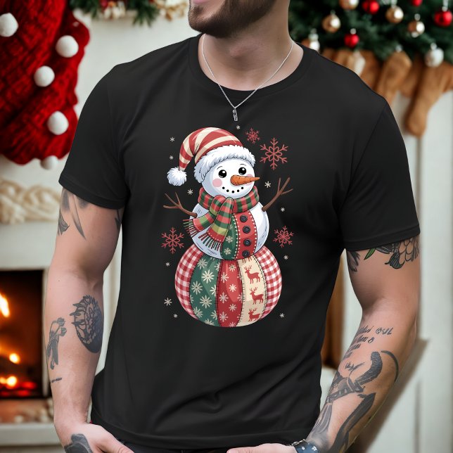 Weihnachtsschneemann mit Schneeflocken T-Shirt (Von Creator hochgeladen)