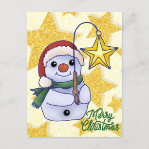 Weihnachtsschneemann mit Stern Feiertagspostkarte