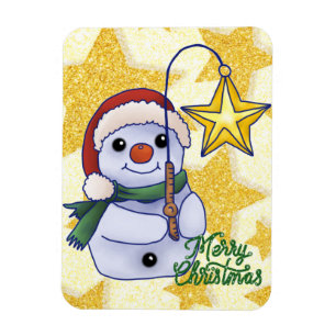 Weihnachtsschneemann mit Stern Magnet