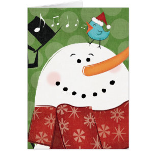 WeihnachtsSchneemann mit Vogel