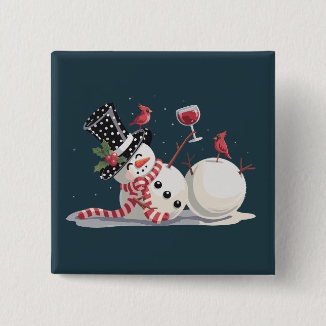 Weihnachtsschneemann mit Weihnachtsgeschenk Weihna Button (Vorderseite)