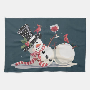 Weihnachtsschneemann mit Weihnachtsgeschenk Weihna Geschirrtuch
