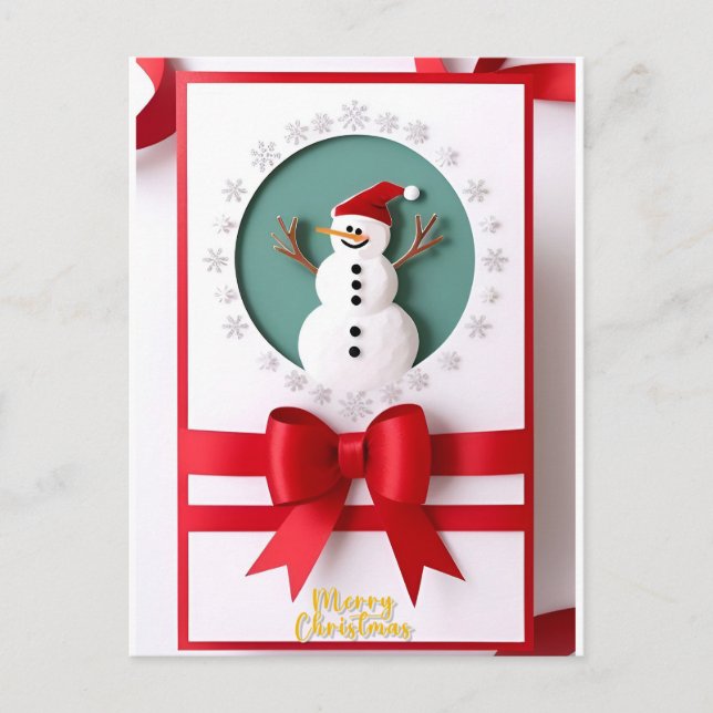 Weihnachtsschneemann mit Winterschneeflocken Desig Postkarte (Vorderseite)