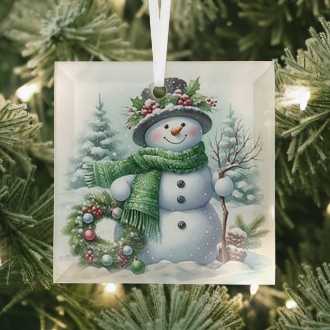 Weihnachtsschneemann Ornament Aus Glas (Insitu)