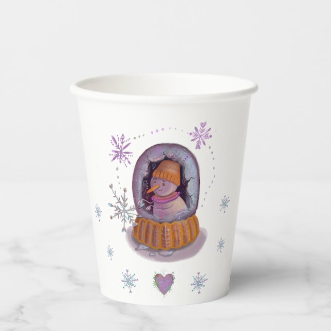 Weihnachtsschneemann Pappbecher (Vorderseite)