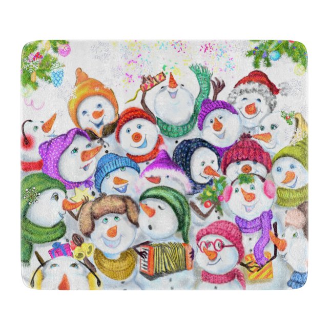 Weihnachtsschneemann Party Cutting Board Schneidebrett (Vorderseite)