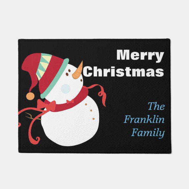 Weihnachtsschneemann - Personalisiert Fußmatte (Vorderseite)