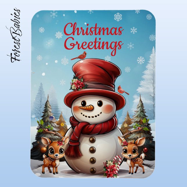 Weihnachtsschneemann, Reindeer Xmas Urlaub ☃️ 🦌 � Magnet (Cute Deer Holiday Season Snowman Xmas Reindeer Snowy Christmas Tree Snow Village Doe Magnet Fawn☃️🦌)