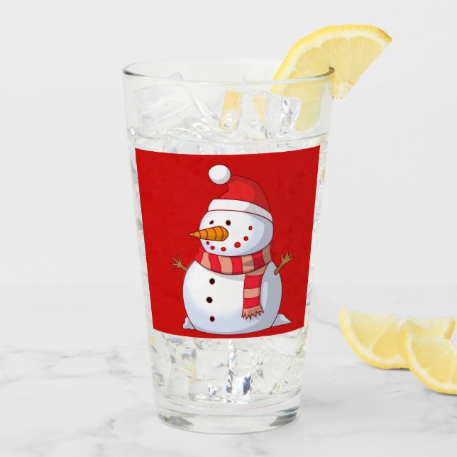 Weihnachtsschneemann Roter Winterbär Glas (Rückseite Ice)