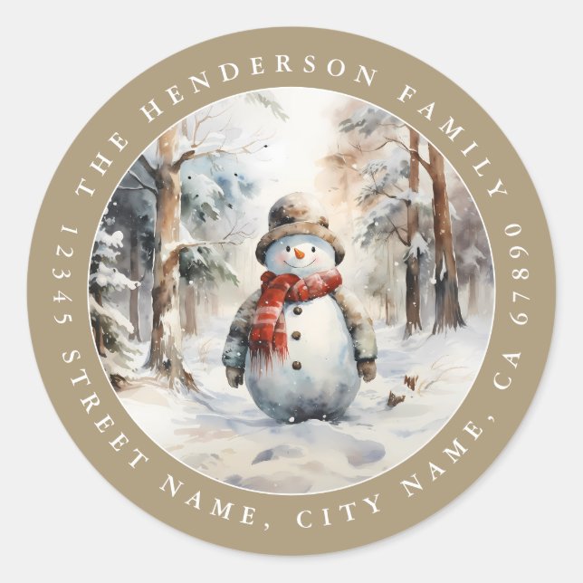 Weihnachtsschneemann Round Stickers (Vorderseite)