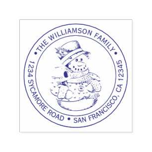 Weihnachtsschneemann Runde Rücksendeadresse Permastempel