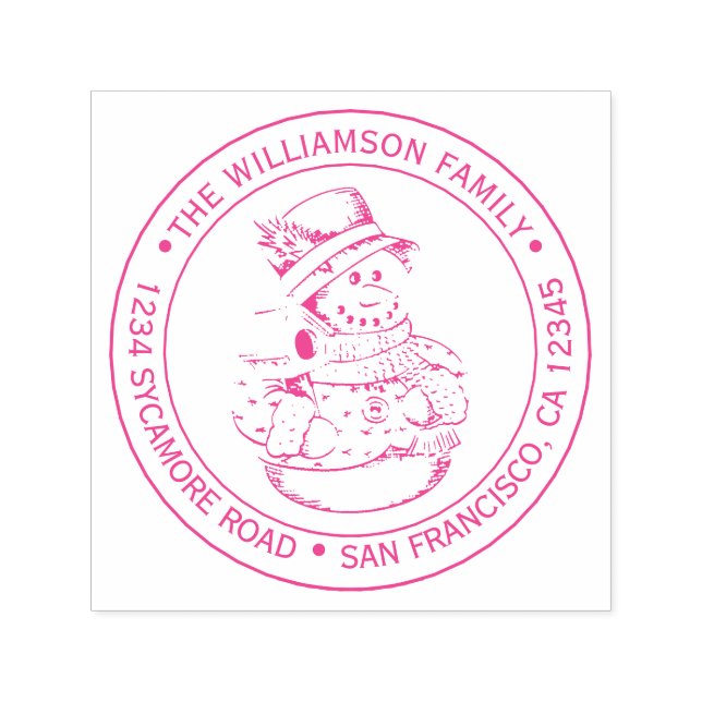 Weihnachtsschneemann Runde Rücksendeadresse Permastempel (Design)