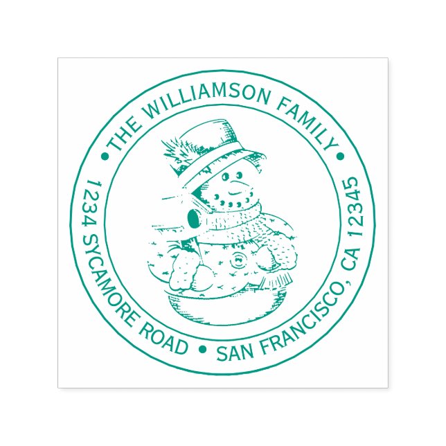 Weihnachtsschneemann Runde Rücksendeadresse Permastempel (Design)