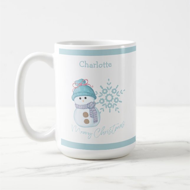 Weihnachtsschneemann Schneeflocke Niedliche Kaffee Kaffeetasse (Links)