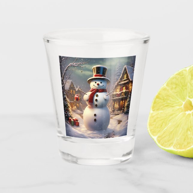 Weihnachtsschneemann-Shootglas Schnapsglas (Vorderseite)