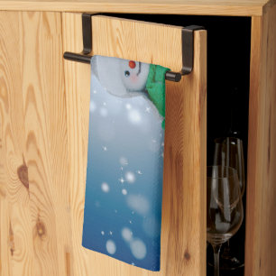 Weihnachtsschneemann SlipperyJoe grüner Schal m Geschirrtuch