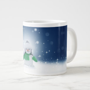 Weihnachtsschneemann SlipperyJoe grüner Schal m Jumbo-Tasse