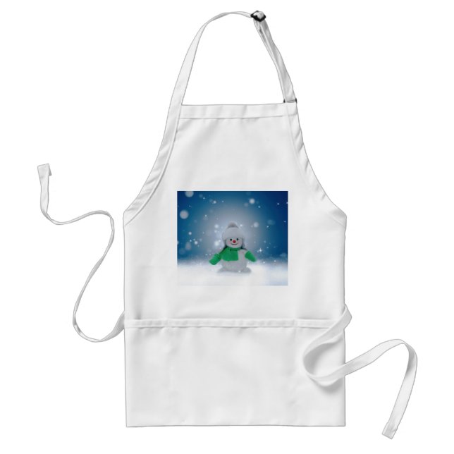 Weihnachtsschneemann SlipperyJoe grüner Schal m Schürze (Vorne)