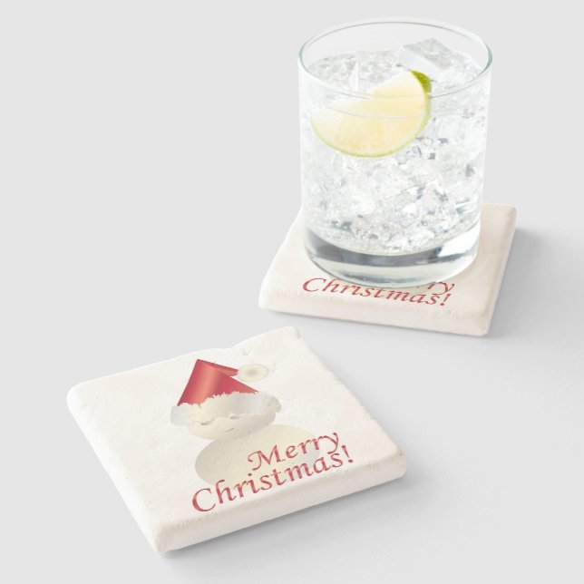 Weihnachtsschneemann Steinuntersetzer (Seitenansicht)