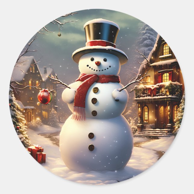 Weihnachtsschneemann Stickers (Vorderseite)