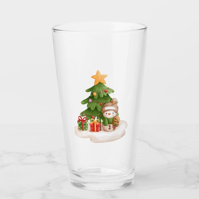 Weihnachtsschneemann trinken Glass Glas (Vorderseite)