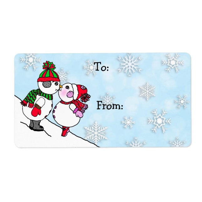 Weihnachtsschneemann und -frau Kiss To und From (Vorne)