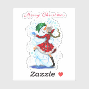 Weihnachtsschneemann und Girl Dancers Sticker