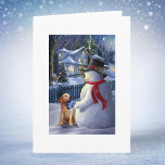 Weihnachtsschneemann und Hund Feiertagskarte<br><div class="desc">Weihnachts-Schneemann mit Hund.</div>
