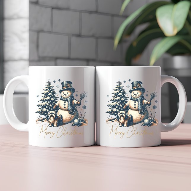 Weihnachtsschneemann und Hund Kaffeetasse (Von Creator hochgeladen)