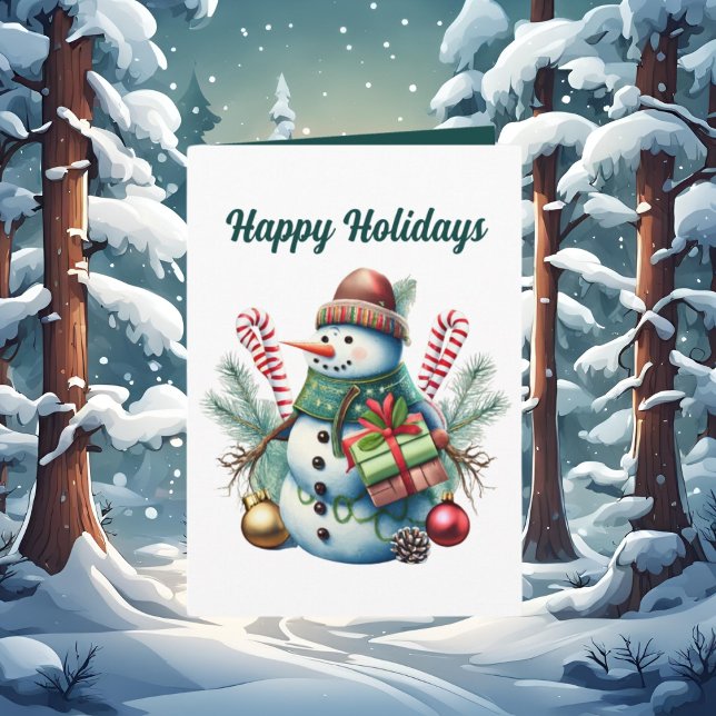 Weihnachtsschneemann Watercolor fügt Text hinzu Karte (Von Creator hochgeladen)