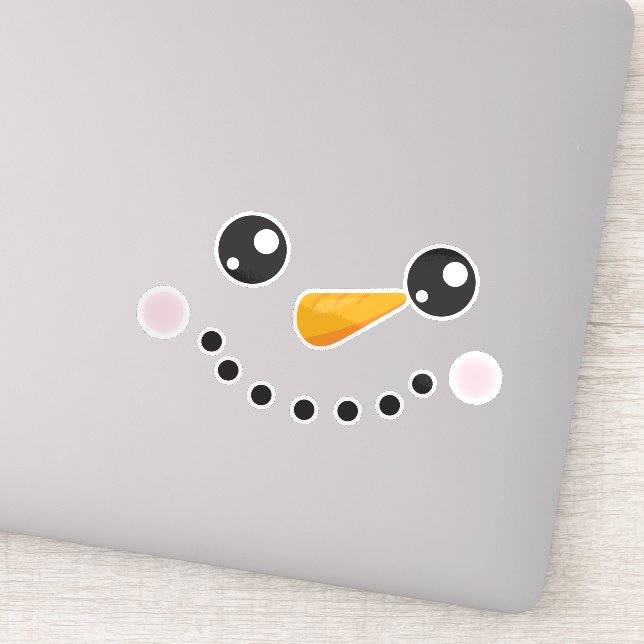 Weihnachtsschneemann, weißer Schneemann, Karottenn Aufkleber (Detail)