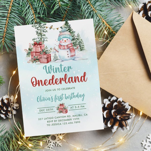 Weihnachtsschneemann Winter Onederland 1. Geburtst Einladung (Von Creator hochgeladen)