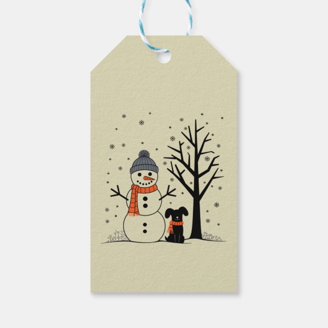 Weihnachtsschneemann Xmas Hund Winter Geschenkanhänger (Rückseite)