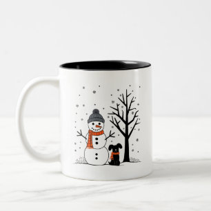 Weihnachtsschneemann Xmas Hund Winter Zweifarbige Tasse